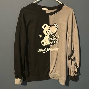 Black and Gray Long sleeve Skeleton Bear Shirt